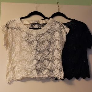 ** 2 for $15 ** Forever 21 - Crochet Cropped Tees